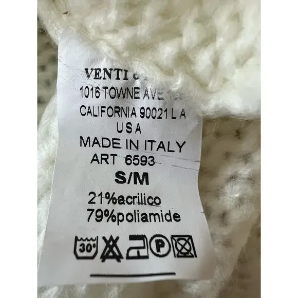 New Venti6 Made in Italy Off White Oversized LOVE V-Neck Sweater Size: Small / M - Picture 7 of 7